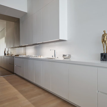 Midcentury modern condominium using our "ghost" finish on european oak