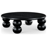 Meridian Furniture - Kelvin Wood Coffee Table, Black - Enjoy the best of both worlds when you bring home this Kelvin black coffee table; a handsome medley of traditional lines and modern aesthetics. A large round top gives you plenty of display space or room for setting up a game board, while four stacked double-ball-style legs provide an eye-drawing look to finish out its attractive design. A rich black finish on this midcentury modern coffee table gives it an elegant and refined vibe, and solid wood construction ensures its durable and lasting look.