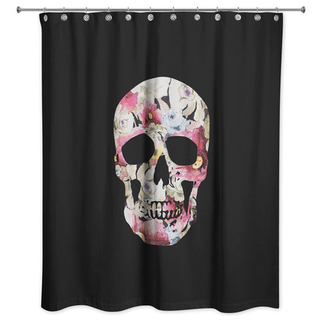 Floral Skull 71"x74" Shower Curtain