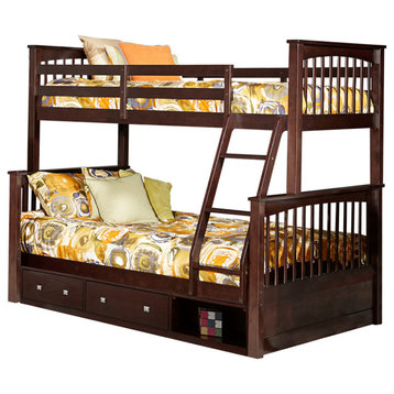 Hillsdale Pulse Wood Twin Over Full Bunk Bed With Storage, Chocolate
