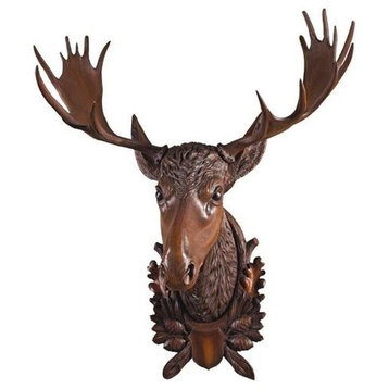 Wall Mount Moose Head Lifesize Hand Painted USA Made OK Casting Oak