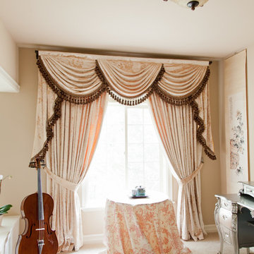 Peony Pavilion Valance Curtains with Swags and Tails