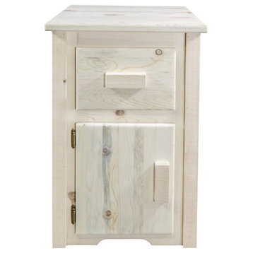 Homestead End Table with Drawer & Door, Left Hinged, Clear Lacquer Finish