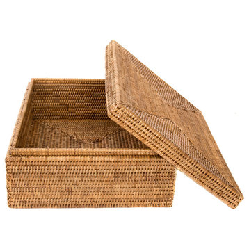 Artifacts Rattan™  Storage Box With Lid, Legal File, Honey Brown
