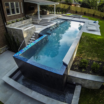 Buckhead Steep Slope Infinity Pool with Seat Wall & Fire Pit