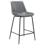Zuo Modern - Zuo Modern Byron Counter Chair With Gray Finish 101775 - The Bryon Counter Chair has mid century modern urban lines and looks great in any space. With a heavy duty vinyl covering and a sturdy steel frame, this counter chair fits in any home kitchen, dining area, or bar. The legs are finished in a matte black coating that is durable for hospitality use.