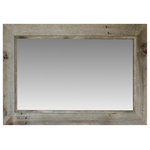 My Barnwood Frames - Rustic Mirror, Western Rustic Style With Raised Inside Edge, 26"x30" - This Western Rustic Mirror will be a fine furnishing for any room you choose to put it in. Built from reclaimed barnwood, this sturdy mirror is practical, beautiful and unique.  Each of our barnwood framed mirrors is built to order right in our shop. The flat outer edge of our western bath mirror is 2 1/2 inches wide with a 1/2 inch interior casing, making the entire frame width just over 3 inches wide.  This generous frame width highlights the beautiful textures and colors of the natural barnwood.  Due to the nature of reclaimed wood, each mirror is unique and made with wood with varying colors, textures knots, and character.  Mirrors are sold according to their exterior dimensions. Hanging hardware is included. Frame is crafted from authentic barnwood. Frame width:  3"
