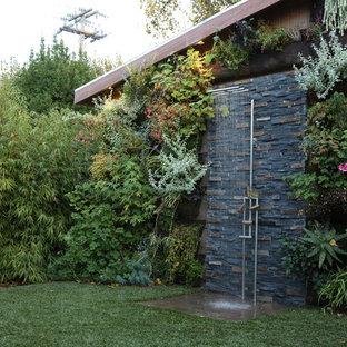 Contemporary patio in San Francisco with an outdoor shower.