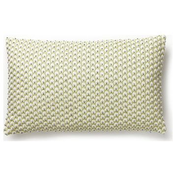 Fleur Embroidery Lumbar Pillow, Celery, 22" X 14"