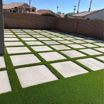 Artificial Grass and Concrete Patio