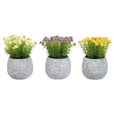 3-Piece Assorted Natural Faux Flowers in Vases