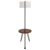 Stork Mid-Century Modern Floor Lamp With Walnut Wood Table Accent