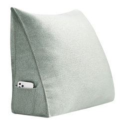 WOWMAX - Bed Rest Reading Wedge Pillow for Sofa Bed Linen Blend Beige - Decorative Pillows