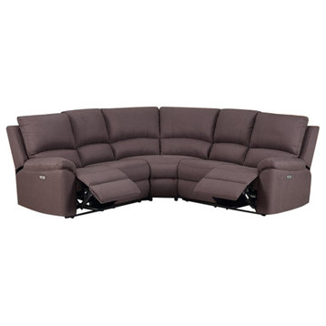 Andrew Leather Air Powered Reclining Contemporary Sectional, Brown