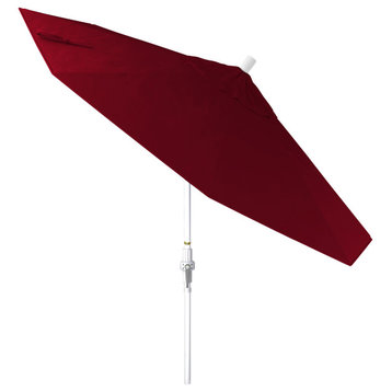9' Patio Umbrella White Pole Ribs Collar Tilt Crank Lift Pacific Premium, Red