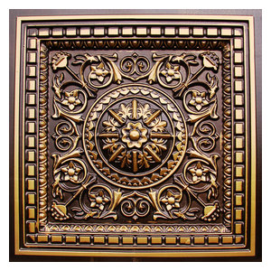24 X24 Rose Window Faux Tin Ceiling Tile Traditional Rose Window Faux Tin Ceiling Tile