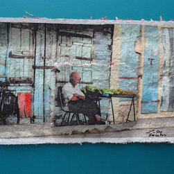 Produce seller in Mauritius - Mixed Media Art