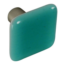CKP - Art Glass Knob, Light Aqua Blue, Dull Brushed Nickel Base - Cabinet And Drawer Knobs