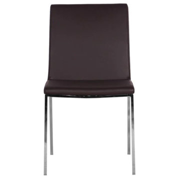 Sara Dining Chair, Brown PU Cover, Chrome Legs
