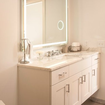 Wall hung vanity & lit mirror