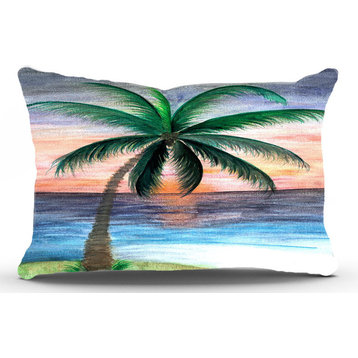 Beach House Pillow Cases From My Art, 30"x20, Sunset Palms