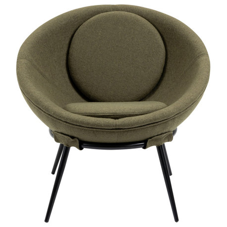 Mid Century Upholstered Cup Chair, Dark Olive