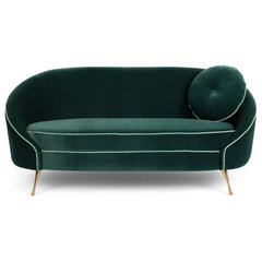 Curved Dark Green Velvet Sofa | Bold Monkey I Am Not a Croissant -  Midcentury - Sofas - by Luxury Furnitures | Houzz