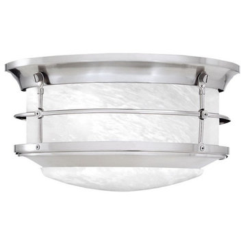Industrial Style Two Light Outdoor Flush Mount Ceiling Light - Round Outdoor