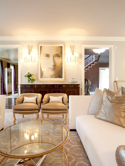 White Living  Room  With Gold  Accents