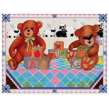 "Teddy Bears And Blocks" by Sher Sester, Canvas Art, 47"x35"