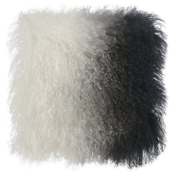 Tibetan Sheep Pillow White to Black - White