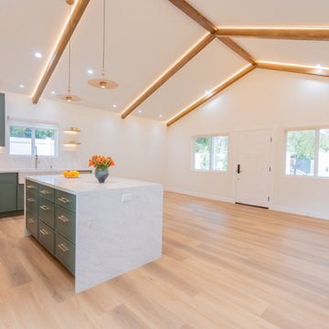 Architectural Vaulted ADU Interior with Illuminated Beam Ceiling In Sherman Oaks