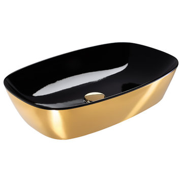 Catalano 160APGRLXNO Gold & Silver 23.62"x15.75" Fireclay Washbasin, Black/Gold