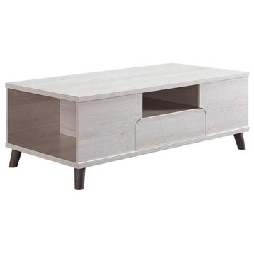 Bowery Hill Wood Multi-Storage Coffee Table in White Oak Finish