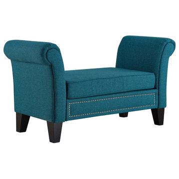 Rendezvous Upholstered Fabric Bench, Teal
