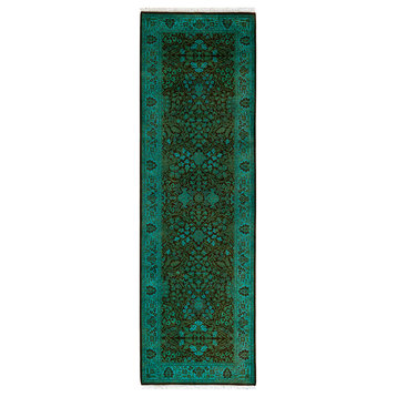 Fine Vibrance, One-of-a-Kind Hand-Knotted Area Rug Green, 2' 7" x 8' 7"