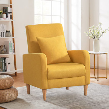 Modern Upholstered Accent Armchair with Pillow