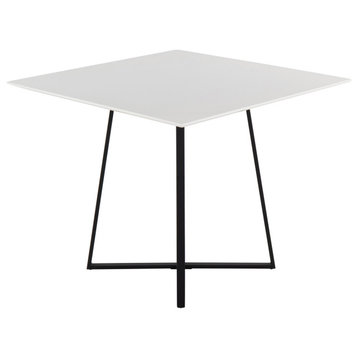 Cosmo Square Dining Table, Black Metal, White Wood