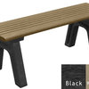Bench, Hartford Backless, 4', with Black Legs, Weathered Wood color