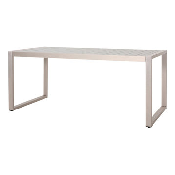 Edith Outdoor Aluminum Dining Table, Silver