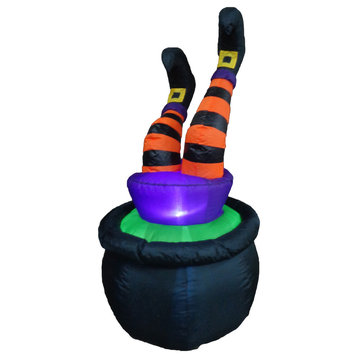 Halloween Inflatable Witch in Pot, 4'