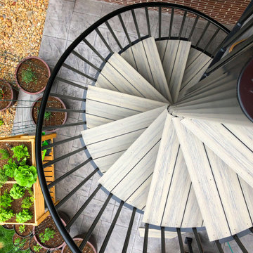Custom Exterior Spiral Staircase With Composite Decking