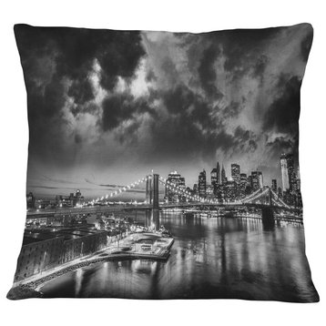 Amazing Night in New York City Cityscape Throw Pillow, 18"x18"