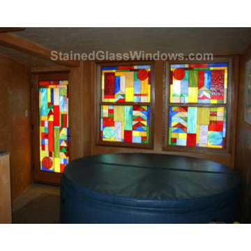 Professionally installed stained glass panels