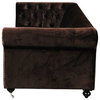 Pangea Home Claire 3-Seater 15" Wood Sofa, Chocolate Velvet