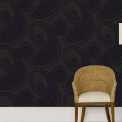 Rajapur: Black Flock on Charcoal Wallpaper - Wallpaper