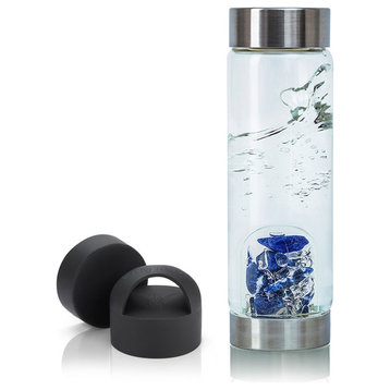 Water Bottle, VitaJuwel ViA Gemwater Bottle, Black Loop Caps, Balance Old