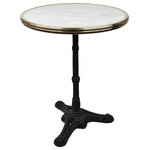 Bonnecaze Absinthe & Home - French Bistro Table, White Marble and Iron Base, 24" Diameter - Affordable marble bistro tables are now available in the United States. Made popular during Paris' 1920's Belle Epoque, marble bistro tables such as these, continue to be found on the streets of France and other parts of Europe. These solid marble, cast iron base tables are constructed the same manner as they were over 100 years ago.