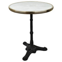 French Bistro Table, White Marble and Iron Base, 24" Diameter