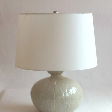 Gourd lamp, gray, silk shade